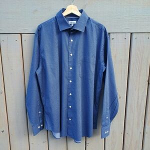 Peter Millar Men's Button Up Long Sleeve Dress Shirt Sz XL Blue Geometric Print